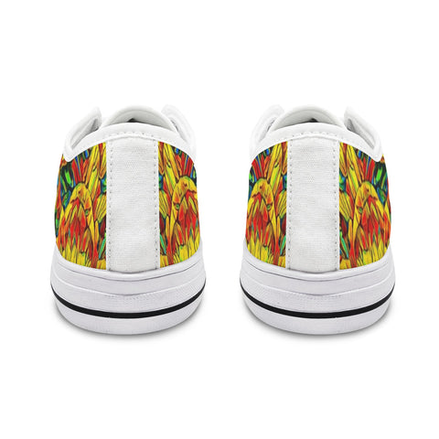 'Peony Citrus' (White Trim) Women's Canvas Plimsolls