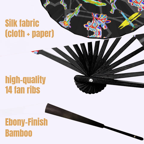 'Regenesis' (Black Edit / Black Edge) Double-Sided Folding Bamboo Fan