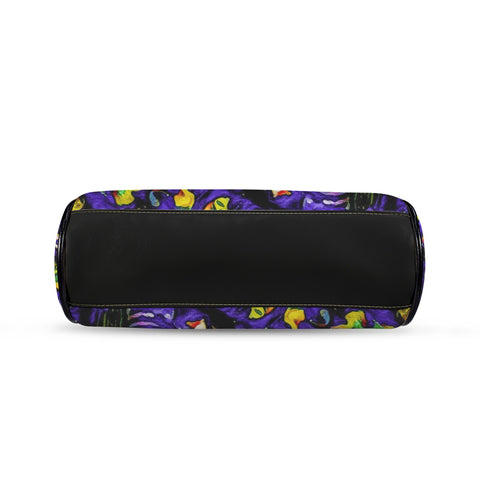'Purple Haze' Faux Leather Kisslock Handbag Crossbody