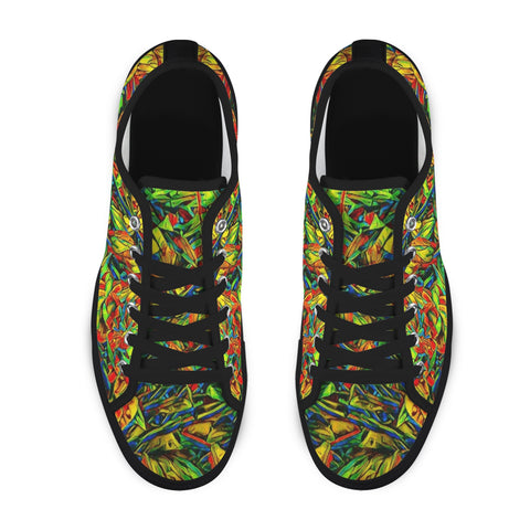 'Peony Citrus' (Black Trim) Women's Canvas Plimsolls