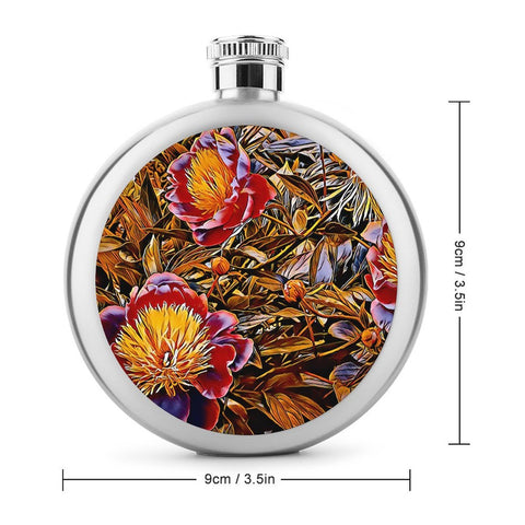 'Peony Marron' Hip Flask