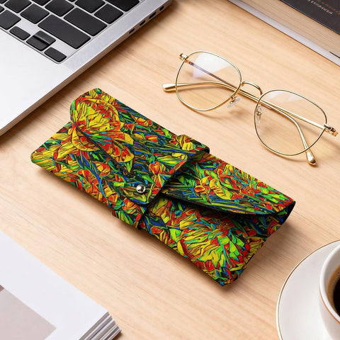 'Peony Citrus' Faux Leather Glasses Case