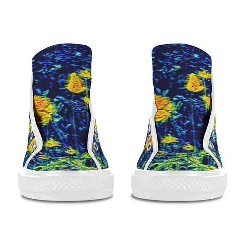 'Wild Poppies' (White) Women's 'Vancouver' High Top Boots