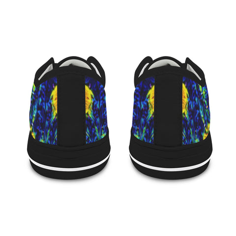 'Wild Poppies' (Black) Seattle Low Top Men's Shoes (Model 1013-6)