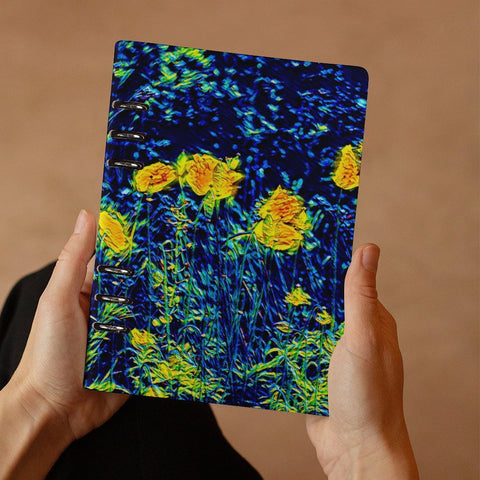 'Wild Poppies' Faux Leather A5 Binder Notebook