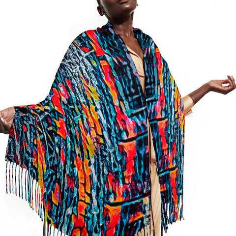 'Graphite' Tassel Fleece Scarf
