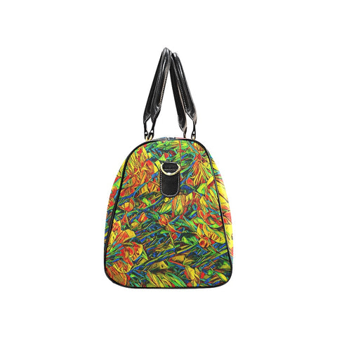'Peony Citrus' Nylon Duffle With Faux Leather Trim