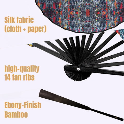 'Graphite' (Black Edge) Double-Sided Folding Bamboo Fan