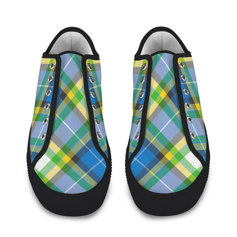 'Yorkshire Tartan' (Slant/Black Trim) Women's Canvas Plimsolls