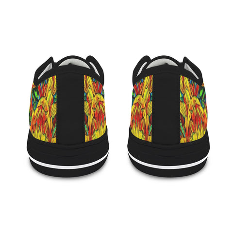 'Peony Citrus' (Black Trim) Women's Canvas Plimsolls