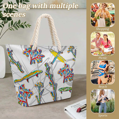 'Regenesis' (White) Hemp Rope Tote Bag