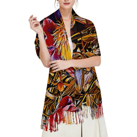 'Peony Marron' Tassel Fleece Scarf