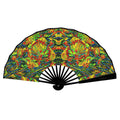 'Peony Citrus' (Black Edge) Double-Sided Folding Bamboo Fan