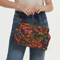 'Clematis Firestorm' Faux Leather Kisslock Handbag Crossbody
