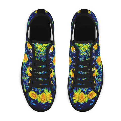 'Wild Poppies' (Black Trim) Women's Canvas Plimsolls