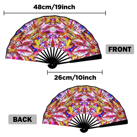 'Clematis' (Black Edge) Double-Sided Folding Bamboo Fan